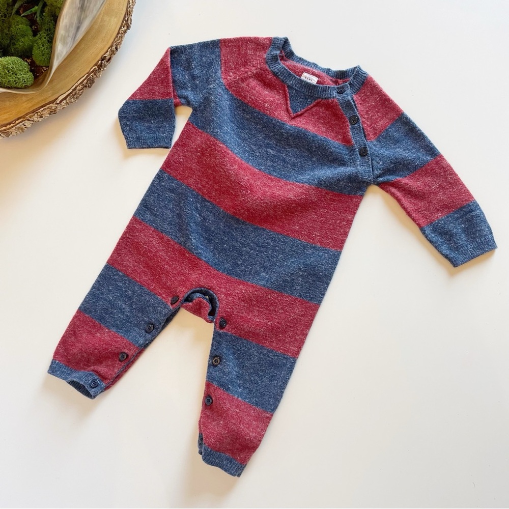 Gap Red / Blue Knit Sweater Romper | 6-12m